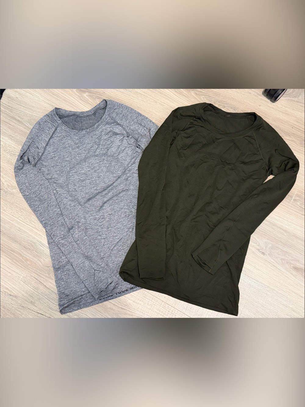 Neutral Long Sleeve Tops - Heather Gray & Olive